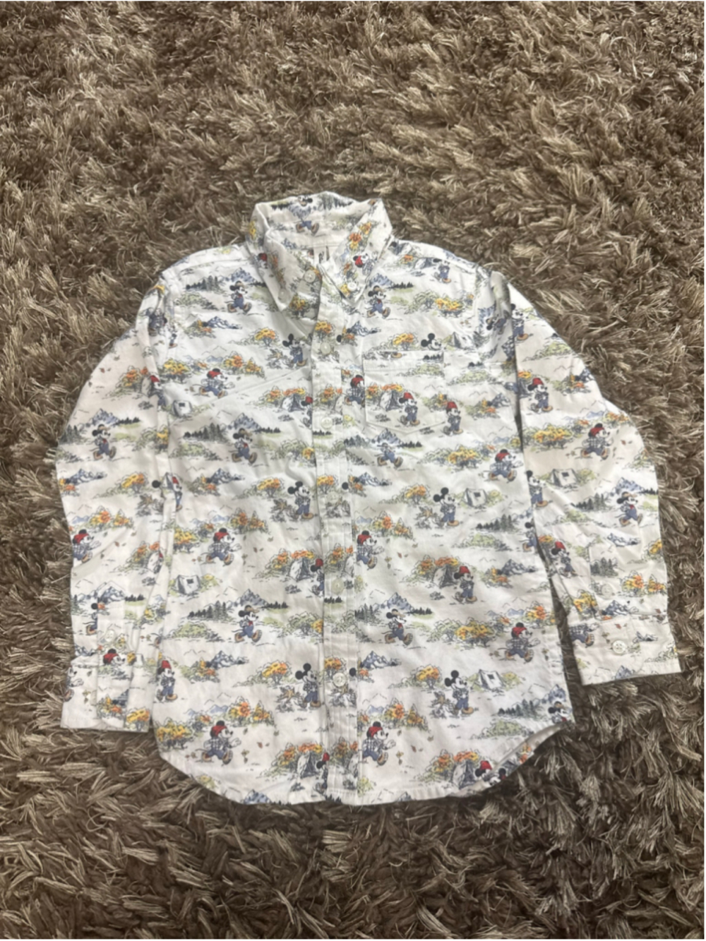 Boys Janie and Jack Disney Mickey Mouse Button Down Shirt Size 5 White
